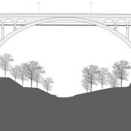 Bridge elevation of Passerelle Pont Adolphe by CBA Architects