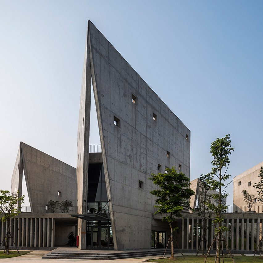 Vo Trong Nghia Architects connects six triangular pavilions to create zigzag office