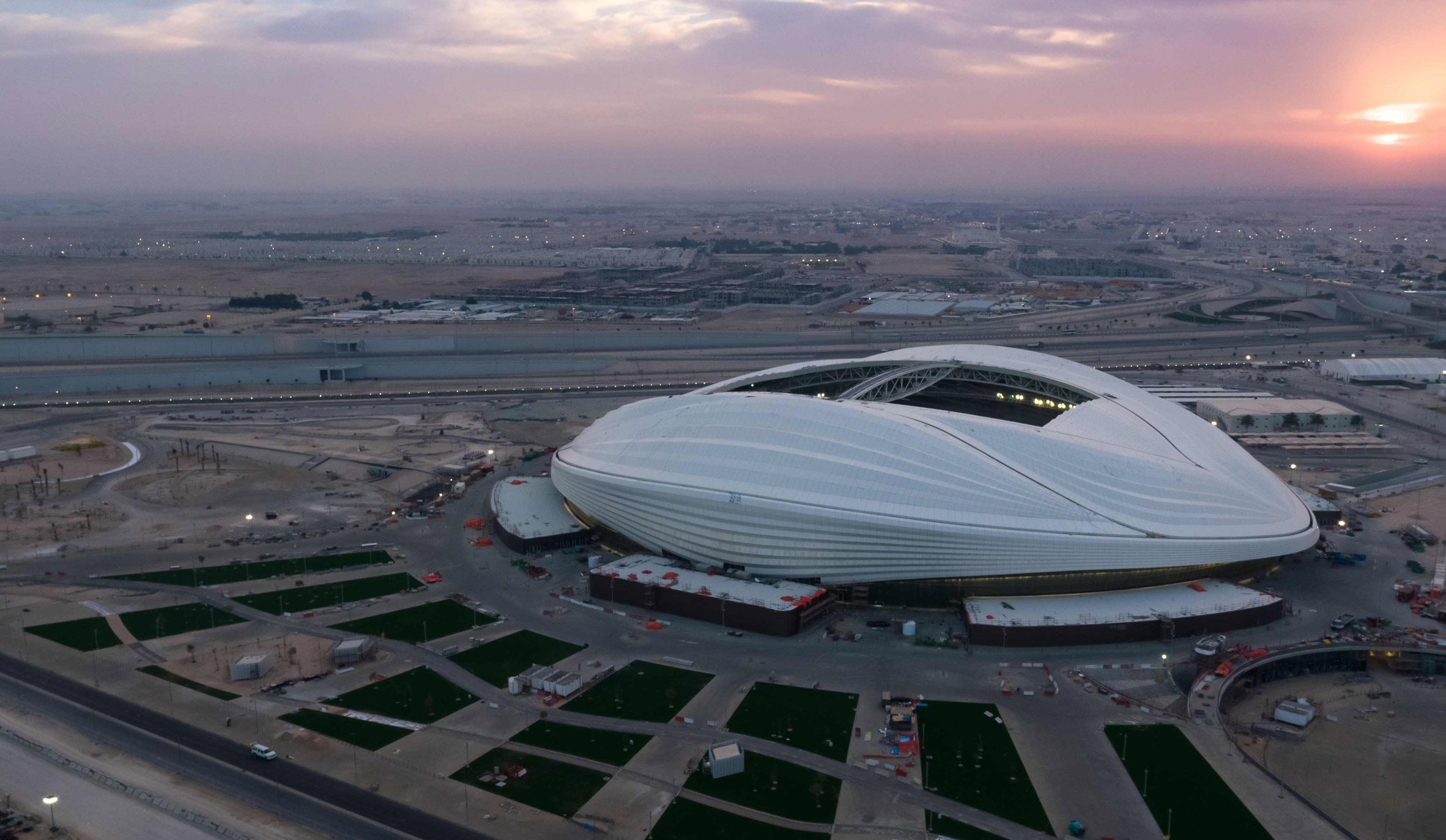 Exterior of Al Janoub Stadium by AECOM and Zaha Hadid Architects