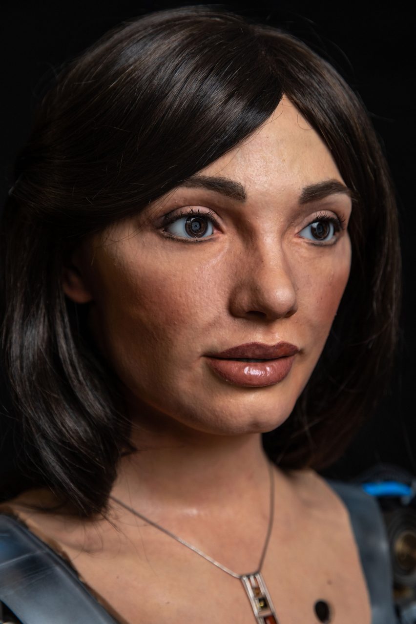 An exhibition of paintings, drawings and sculpture made by Ai-Da, a humanoid robot with artificial intelligence, has been unveiled at a gallery in the UK