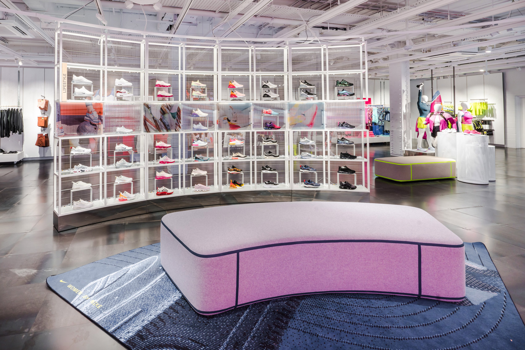 A redesign of the women's floor of Nike's London flagship shops includes plus-size mannequins and para-sport mannequins to model its clothing ranges.