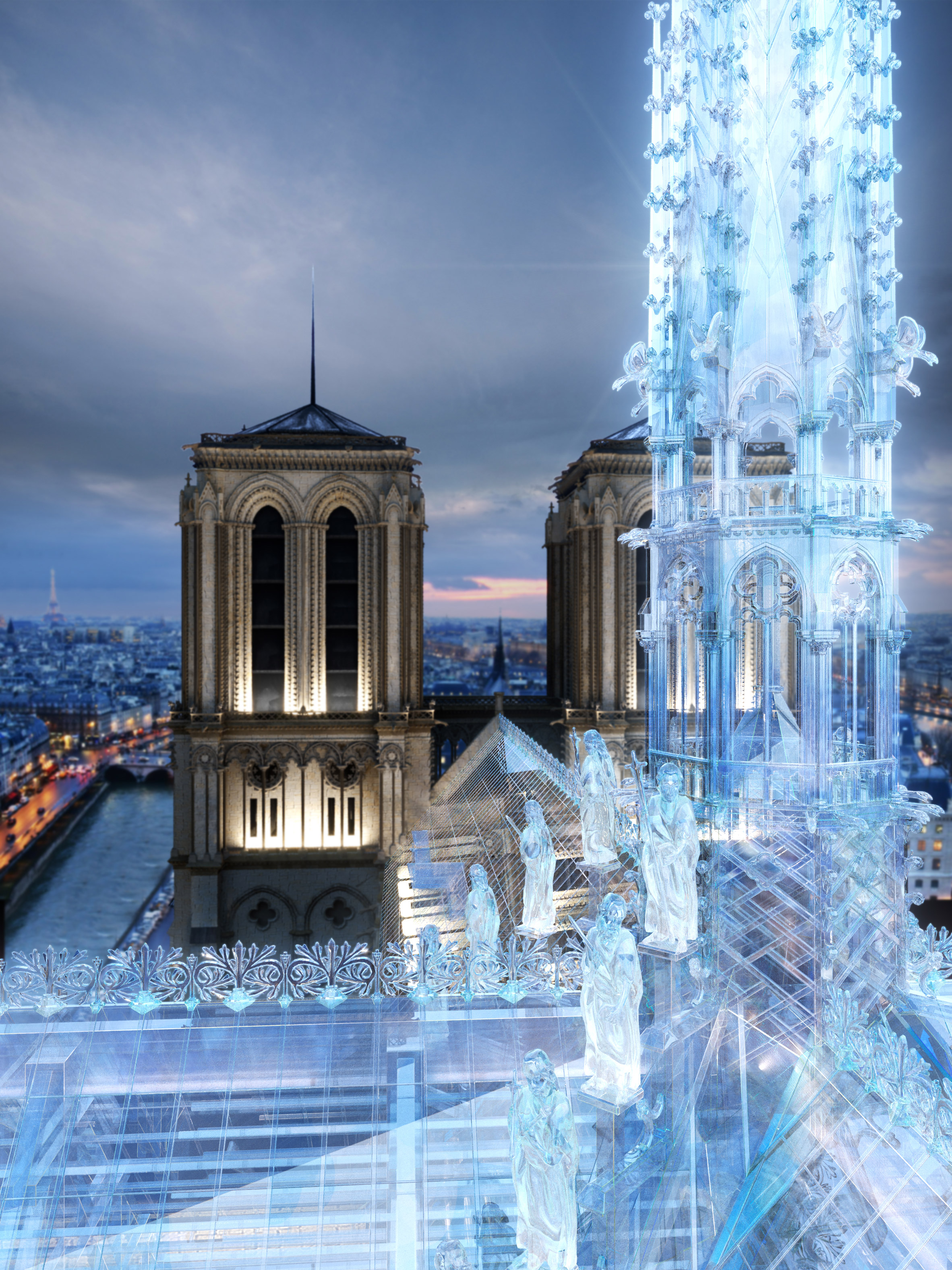 Eight Inc proposal for Notre-Dame Cathedral in structural glass