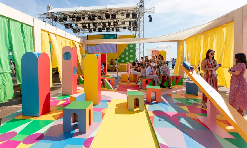 Colourful playground installation for Pinterest at Cannes Lions by Yinka Ilori