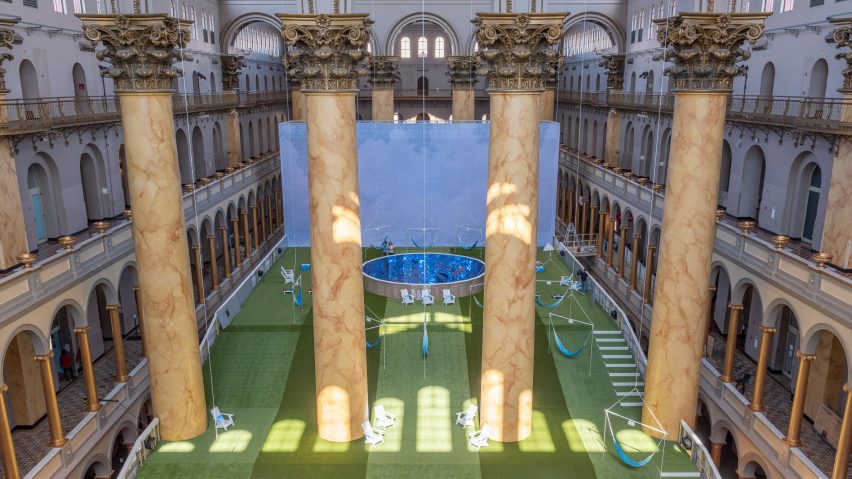 Lawn installation by Rockwell Group at Washington DC's National Building Museum