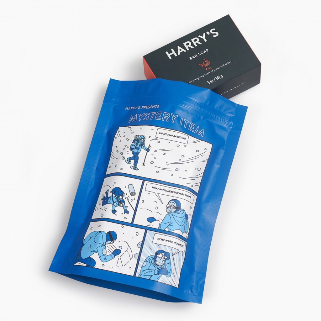 Comic strip on Harry's packaging foreshadows mystery item inside