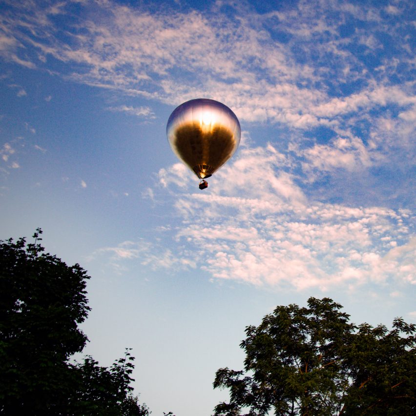 Doug Aitken's mirrored balloon New Horizon flies over Massachusetts