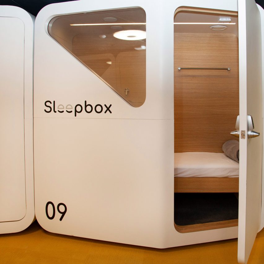 Sleepbox pods at Dulles International Airport by Arch Group