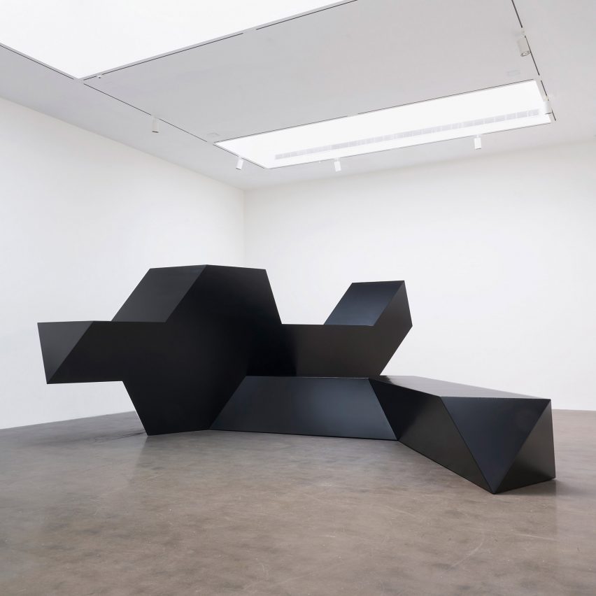 New York City gallery exhibits three massive black sculptures by Tony Smith