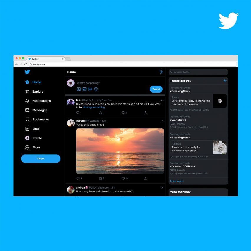 Twitter website redesign