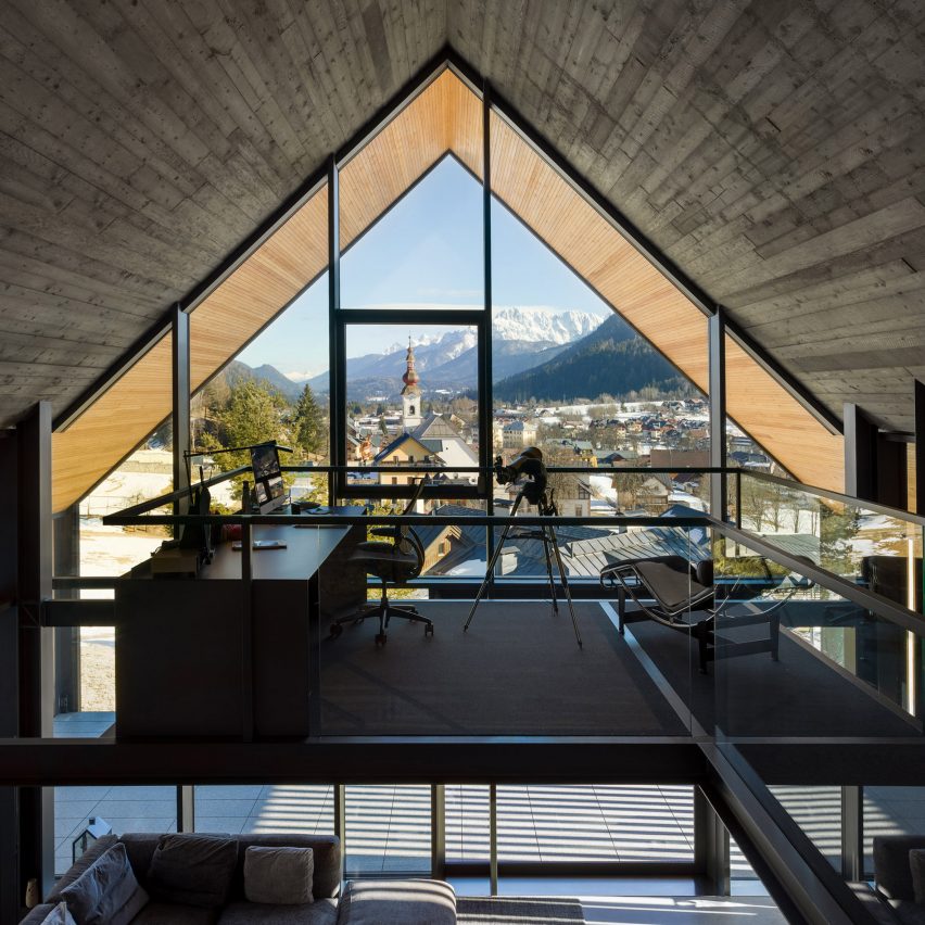Geza designs gabled home to frame views of Alpine village