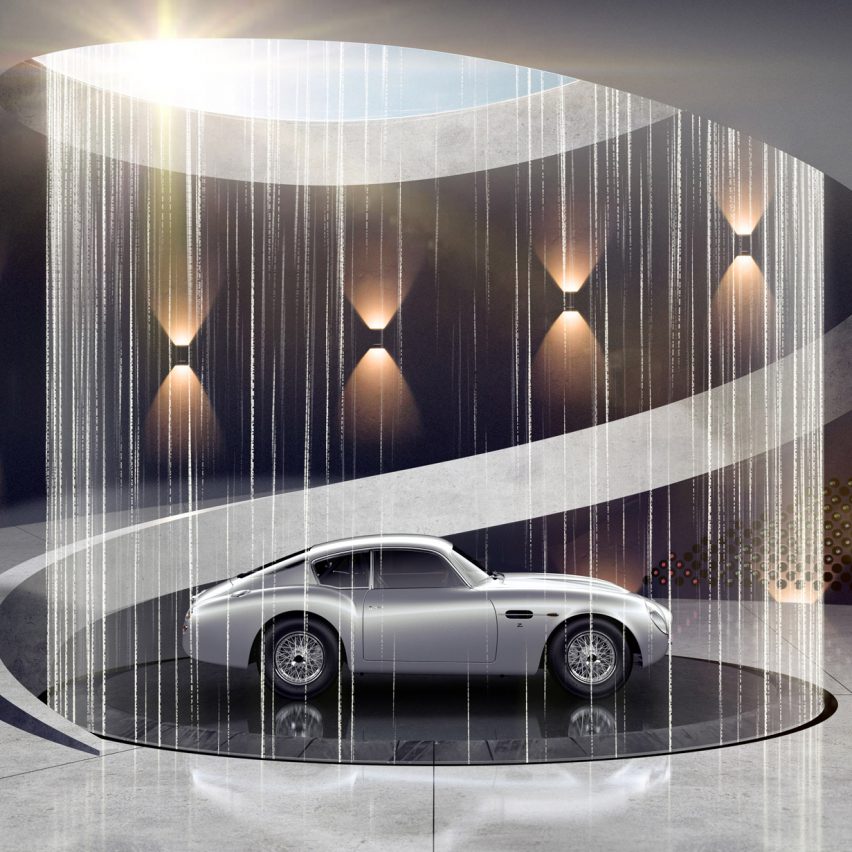 Dezeen Weekly features Aston Martin's garage design service and Heatherwick Studio's "gigantic planted pergola"