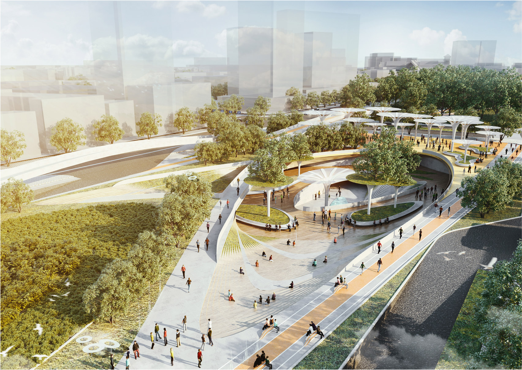 Photograph of Central Park masterplan for Ho Chi Minch City in Vietnam by LAVA and Aspect Studio