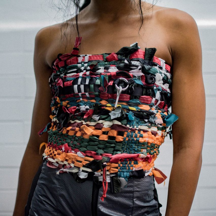 Chloe Baines makes fashion collection from tents left behind at festivals