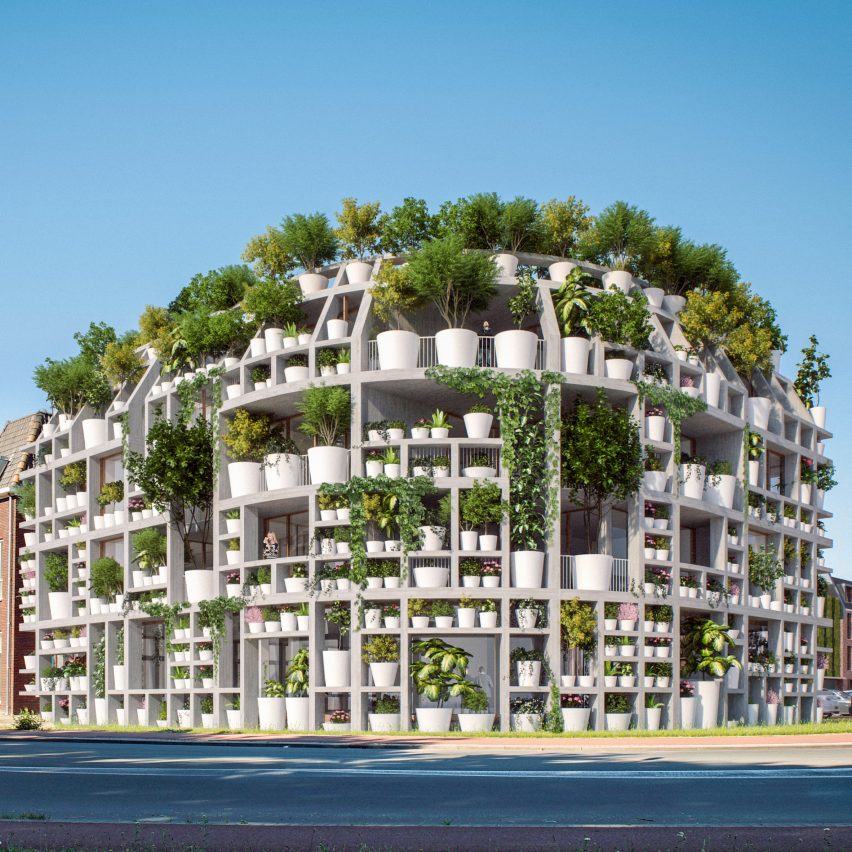 Living facade of plant pots will cover Green Villa by MVRDV in the Netherlands