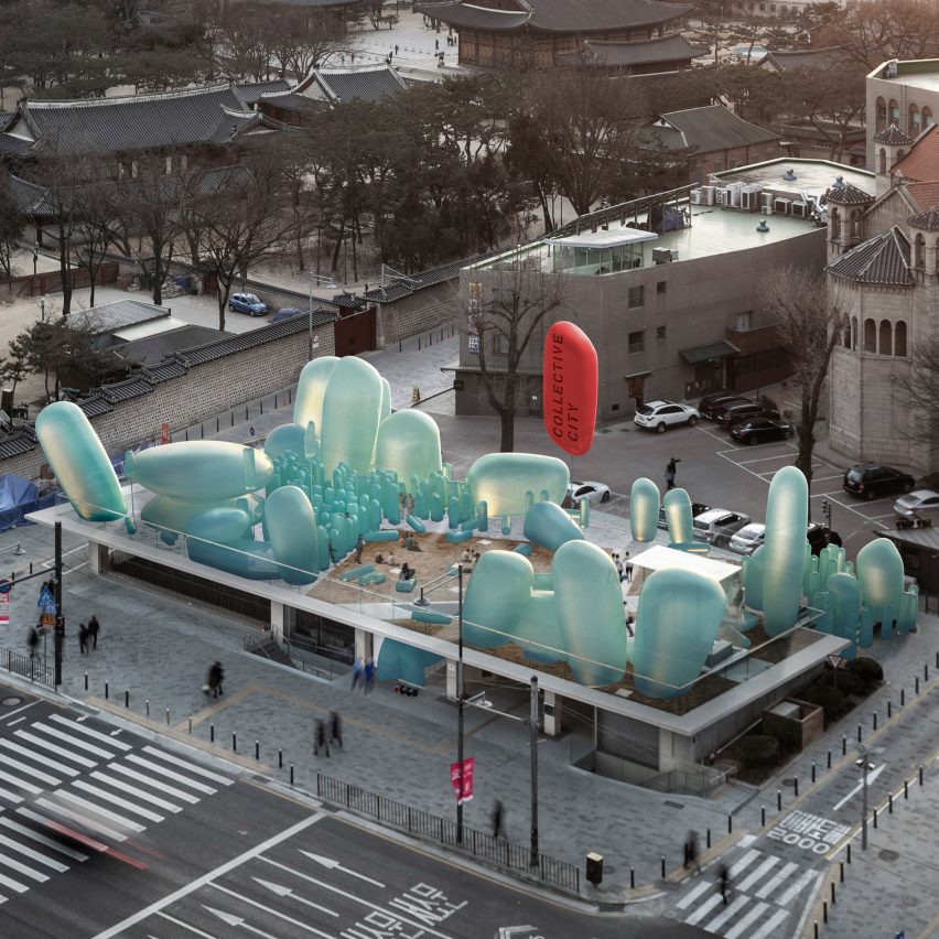 SKNYPL designs inflatable rooftop garden for busy Seoul street