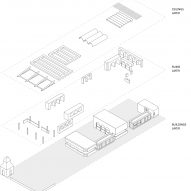 Exploded axonometric diagram of Babylon restaurant and bar by Hoggs & Lamb