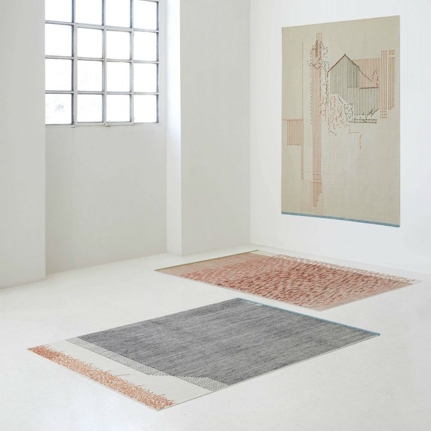 The Backstitch collection of three rugs by Raw Edges for GAN