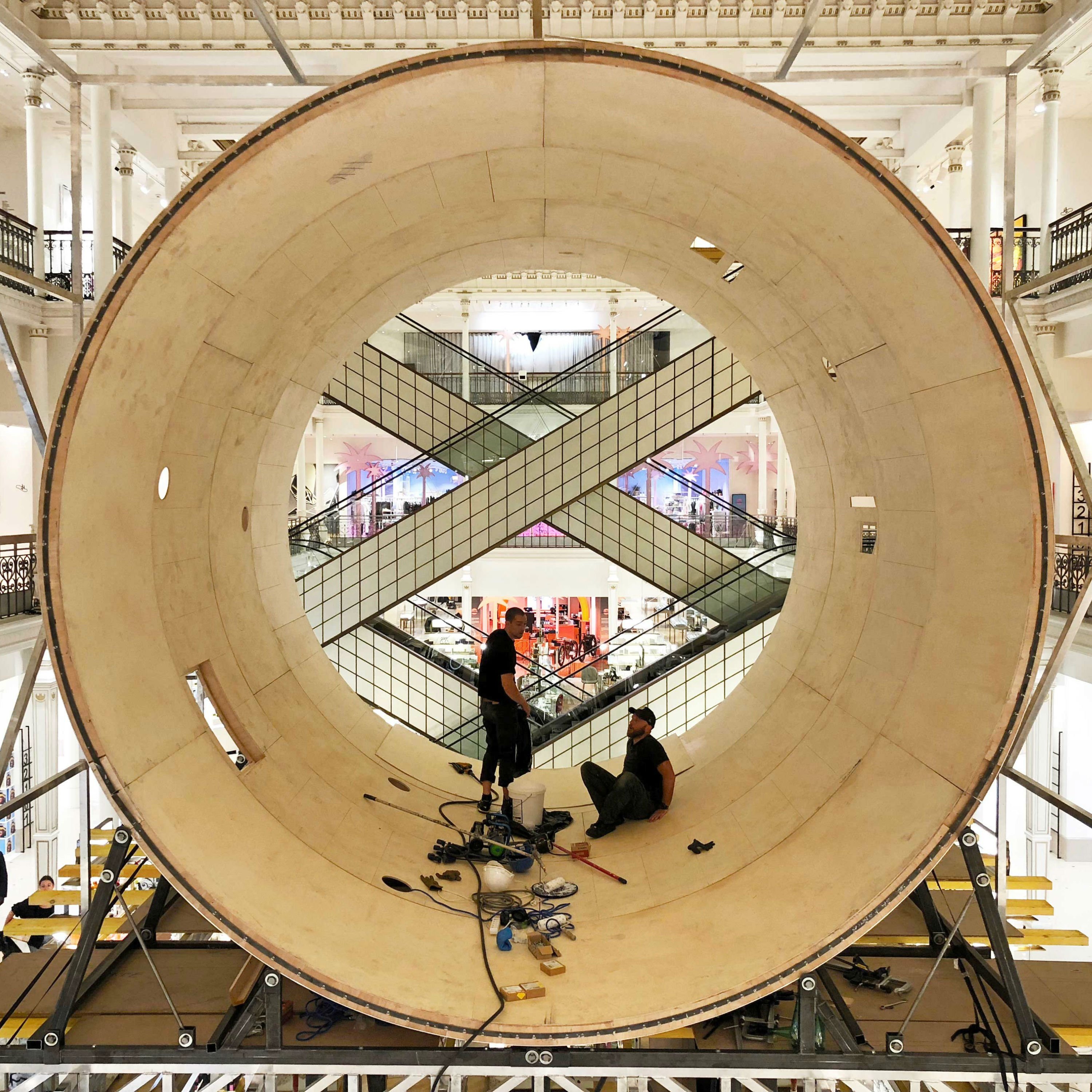 MANA and Scott Oster suspend Le Cube skate ramp inside Parisian store