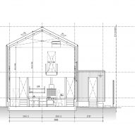 Section A-A of M House by Takeru Shoji Architects
