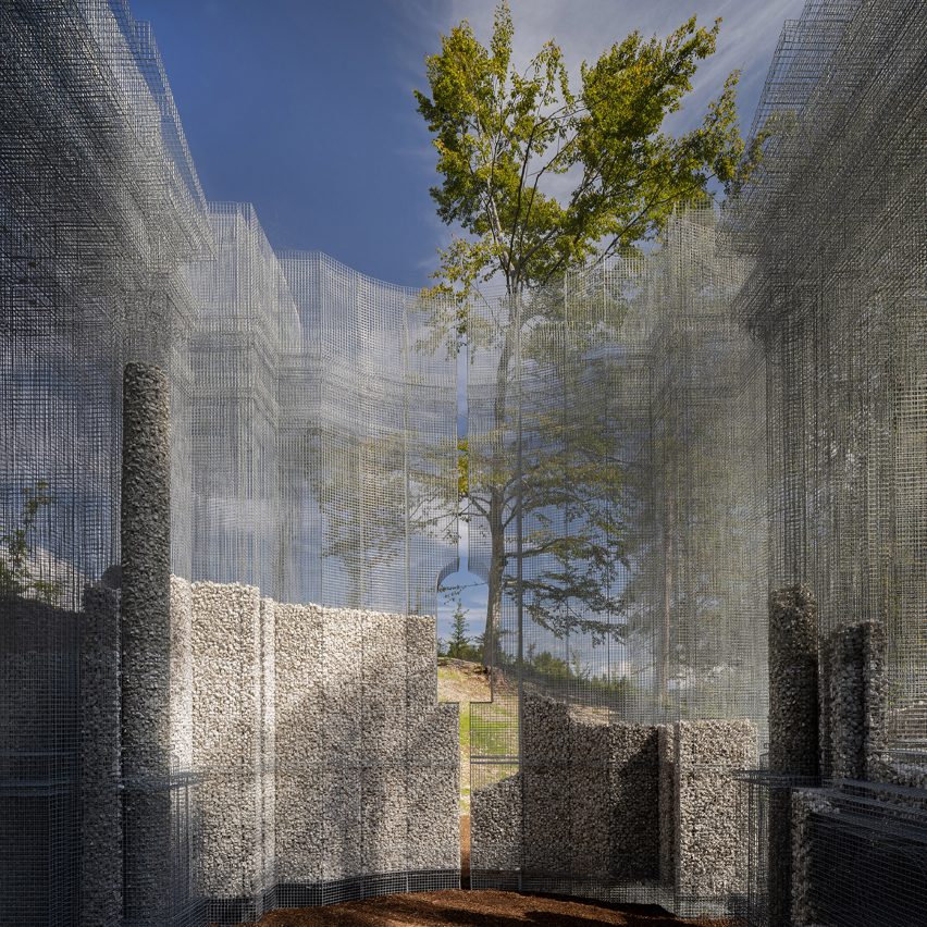 Edoardo Tresoldi creates ethereal wire mesh sculpture at Arte Sella