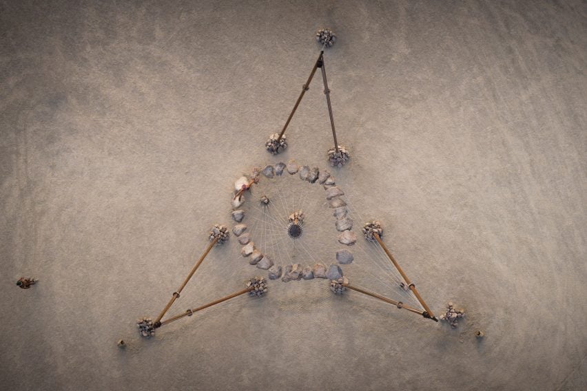 Aerial view of Stone 27 installation at Burning Man 2019 by Benjamin Langholz