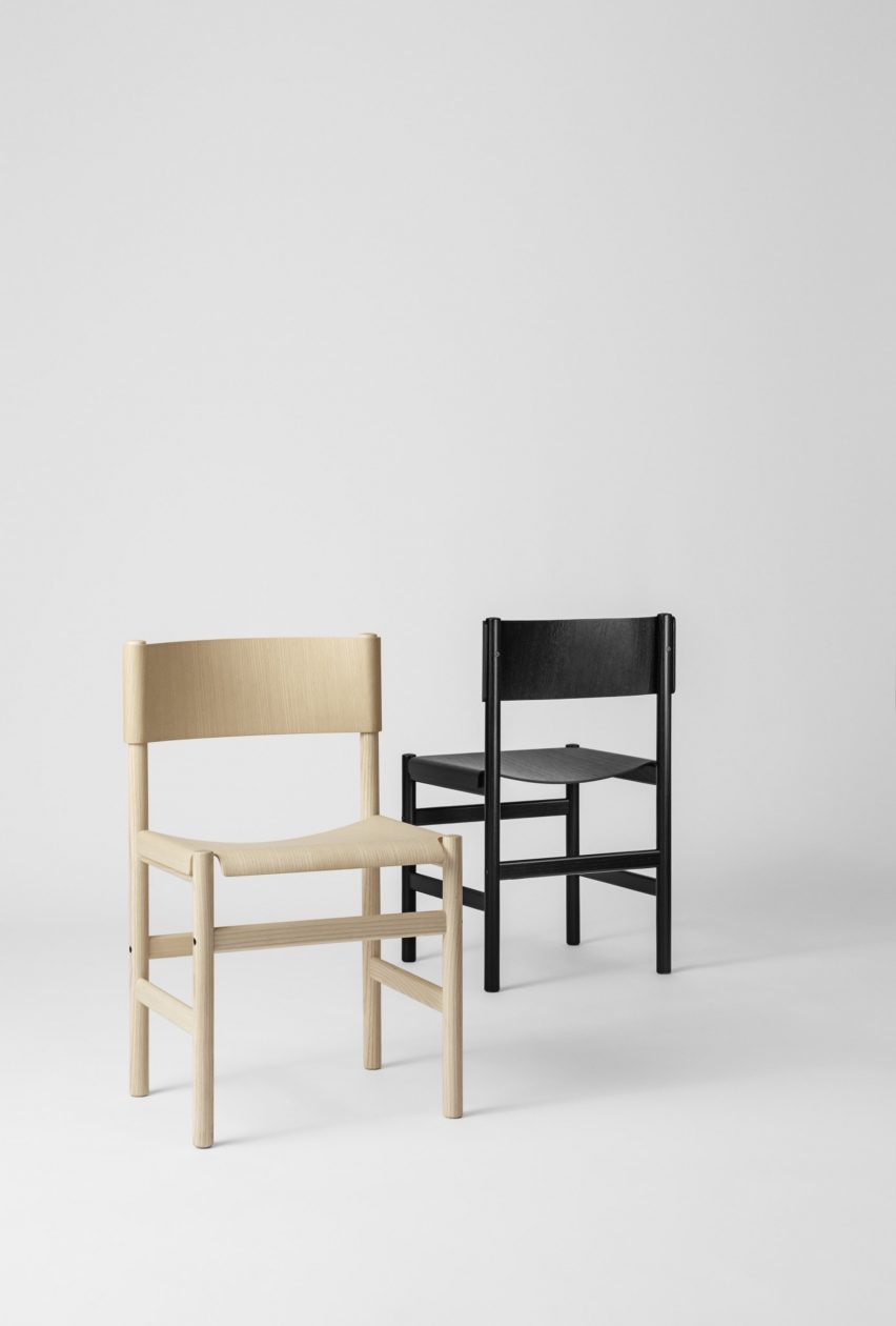 Veneer seat and backrest "drape" over frame of Thomas Bentzen's Soft Chair