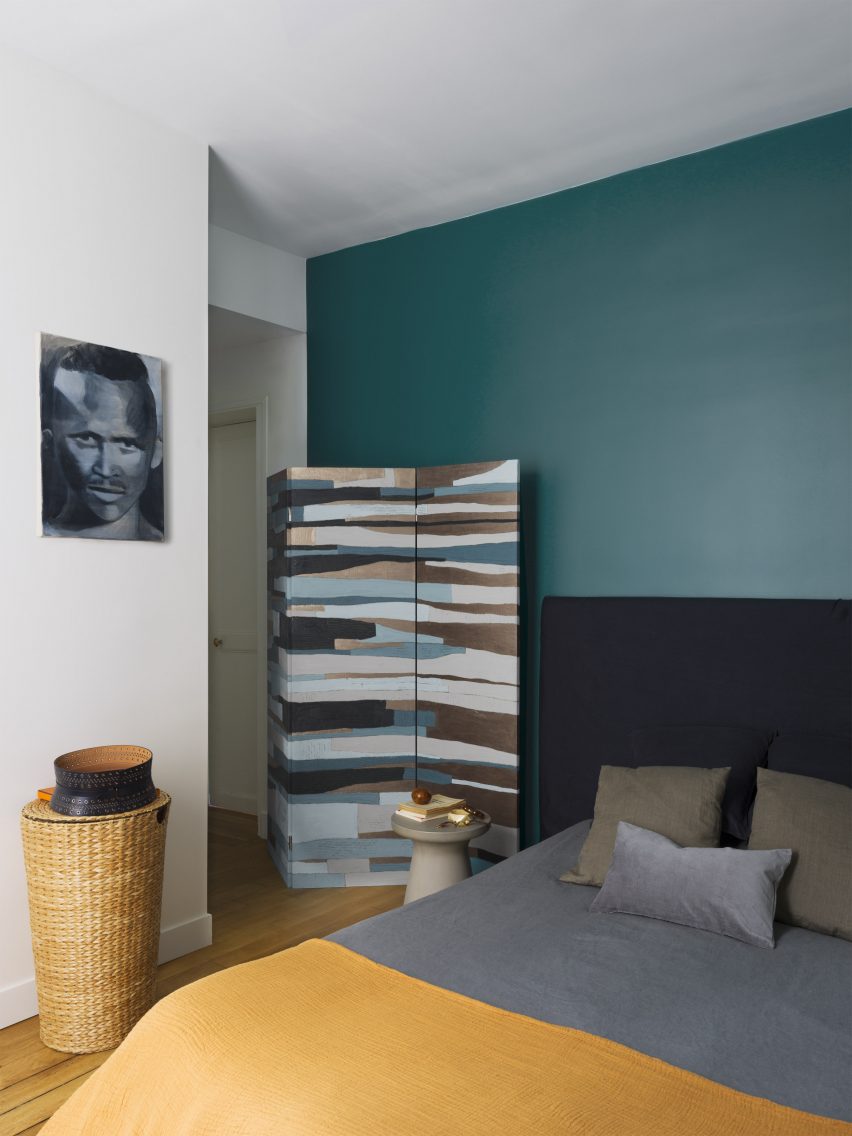 Paris Marais apartment parental bedroom by Sophie Dries