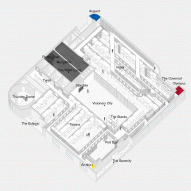 Annotated ground floor axonometric diagram of The Last Redoubt: first architectural model museum by Wutopia Lab