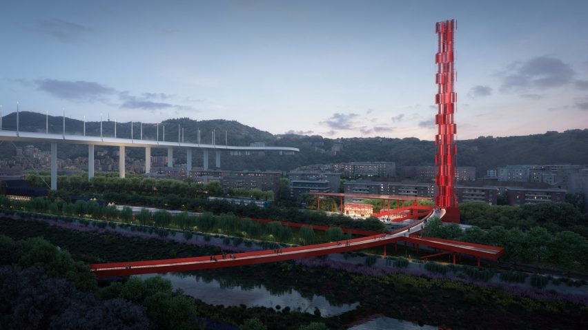 Polcevera Park and The Red Circle masterplan for Genoa by Stefano Boeri Architetti with Metrogramma Milano and Inside Outside