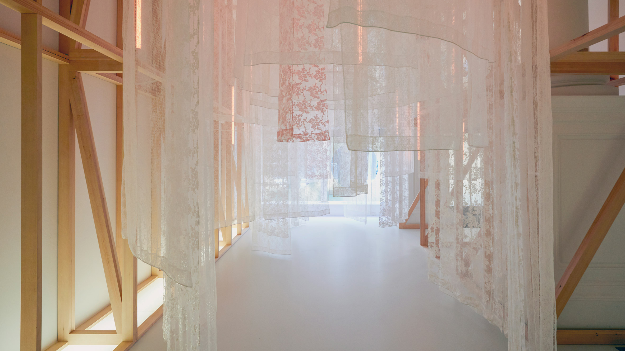 Labyrinth of hanging lace entices visitors inside Self-Portrait pop-up