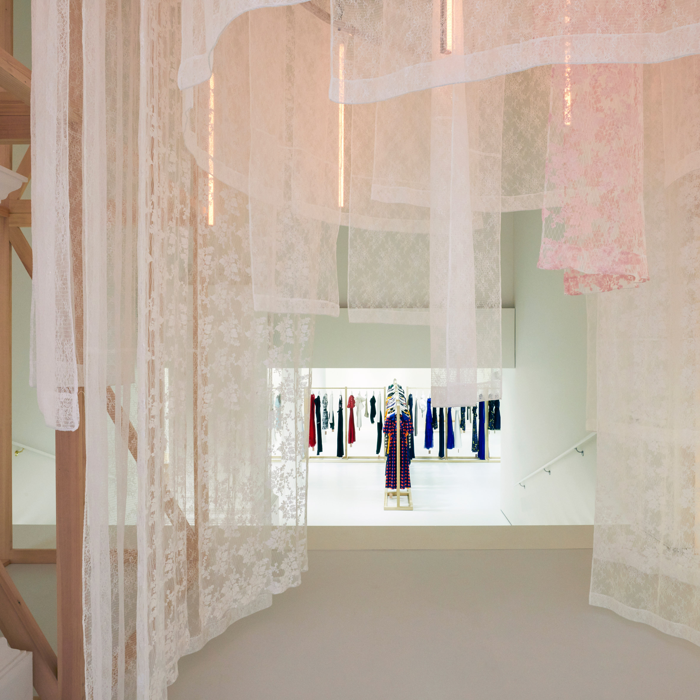 Labyrinth of hanging lace entices visitors inside Self-Portrait pop-up