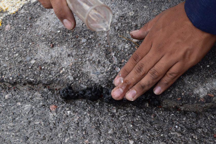 Recycled tyres form pavement that self-repairs when it rains