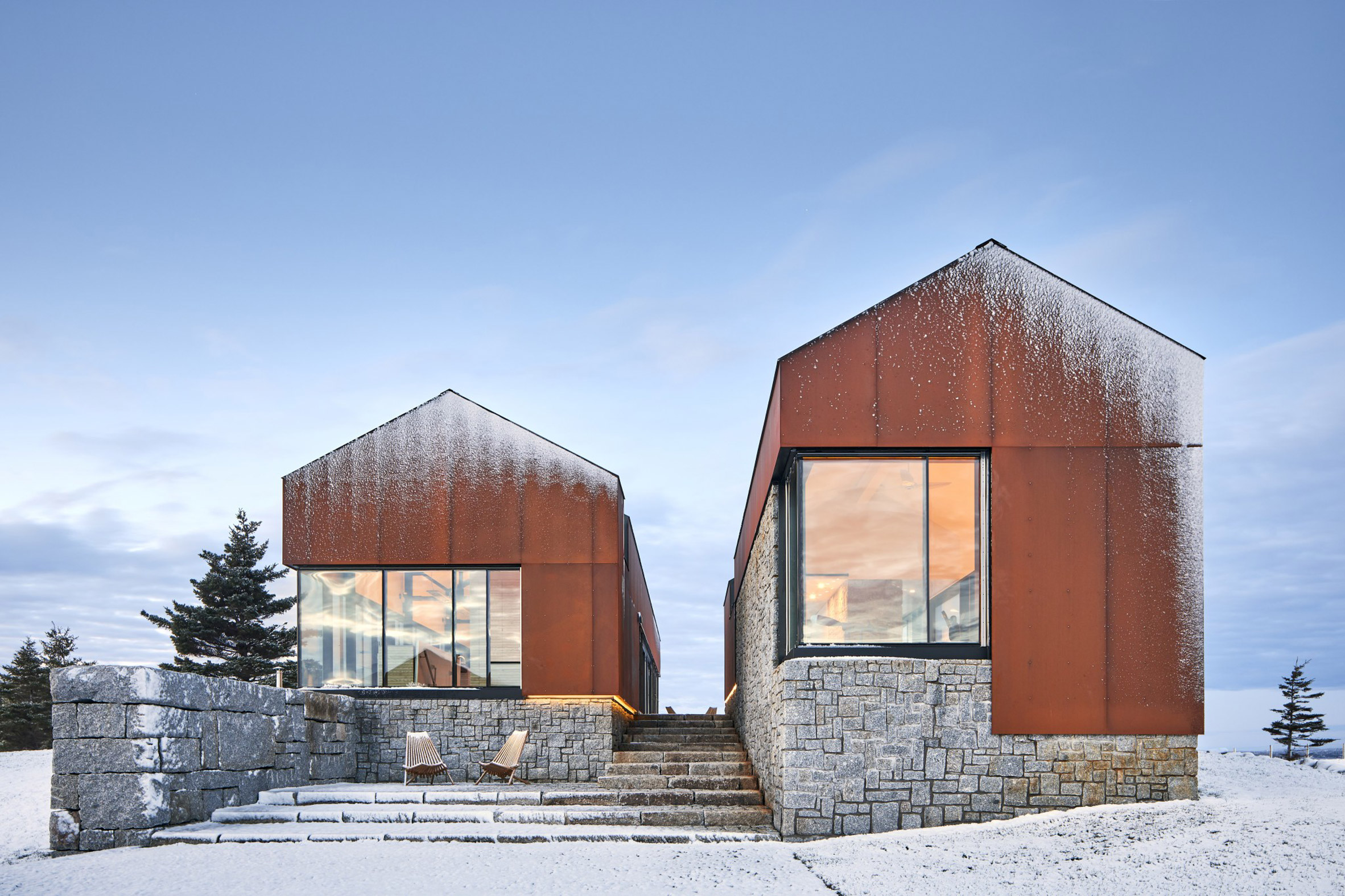 Smith Residence by MacKay-Lyons Sweetapple is a "village" of gabled steel structures