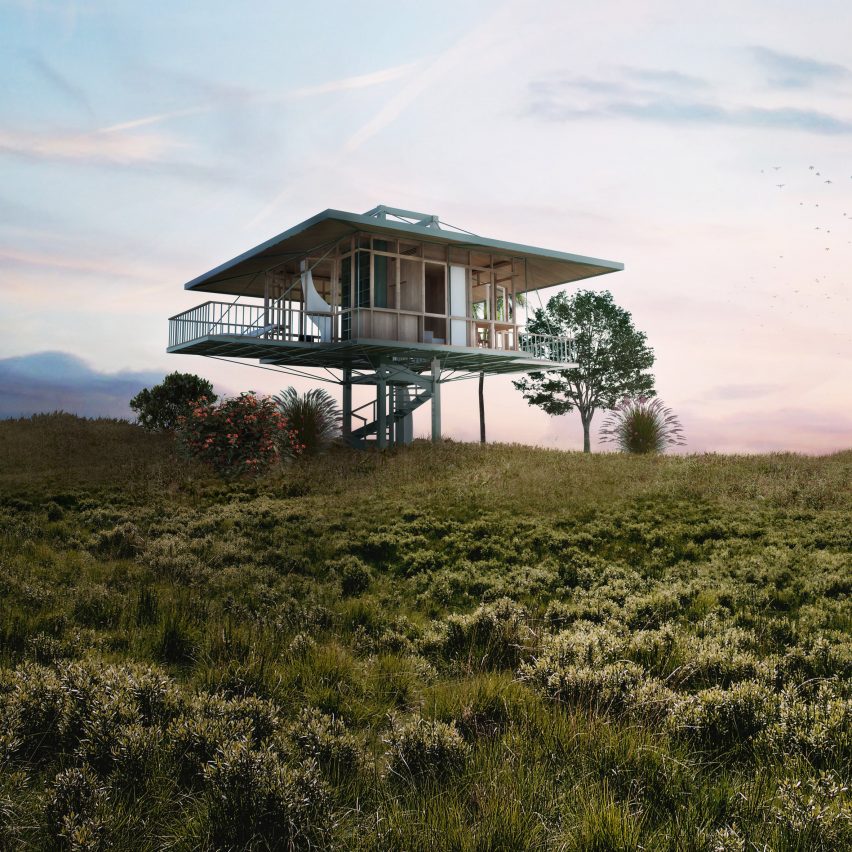 Alexis Dornier designs prefab homes on stilts that could be moved from place to place