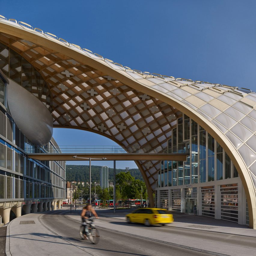 Shigeru Ban covers Swatch headquarters in vaulting timber shell