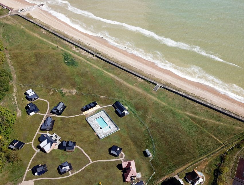 Cabü cabins by the sea in Dymchurch, Kent, England