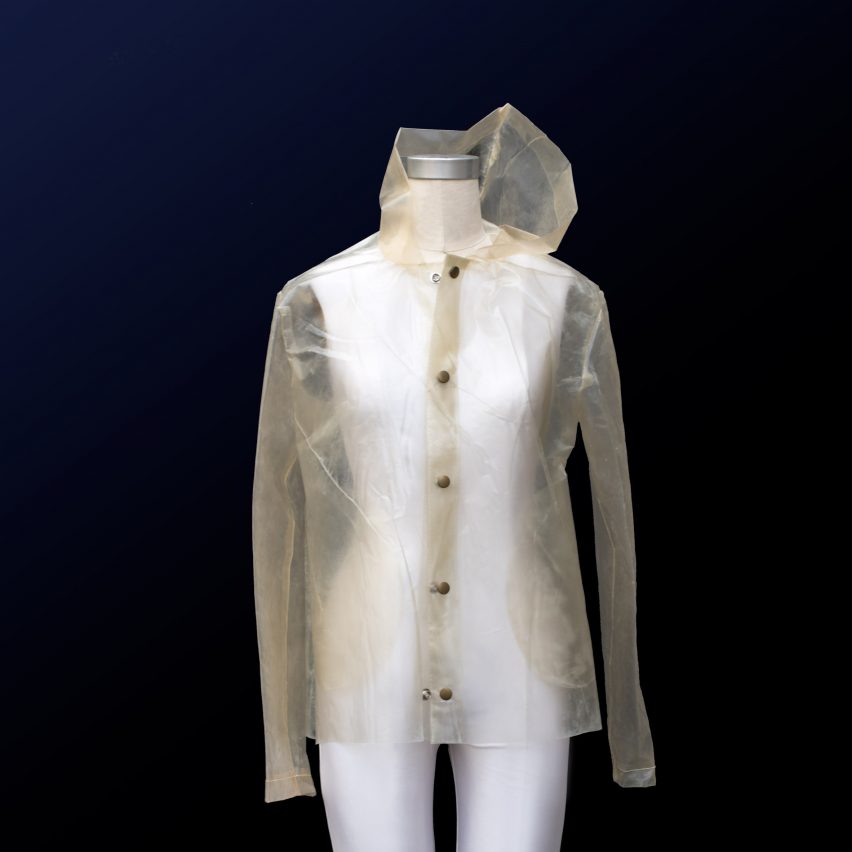 Charlotte McCurdy creates "carbon-negative" raincoat from algae bioplastic