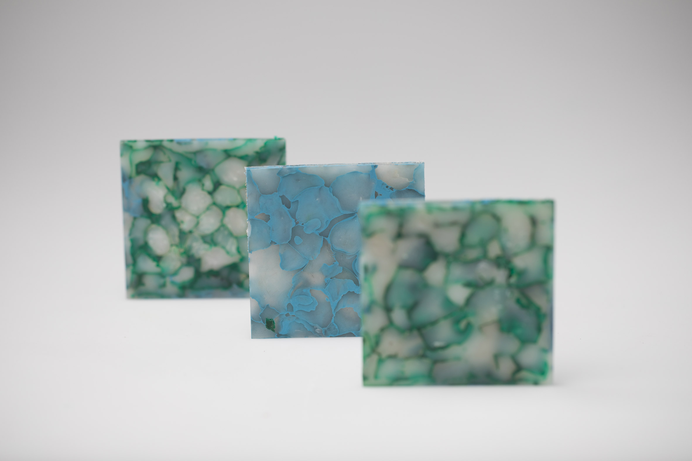 Enis Akiev makes marbled tiles from post-consumer plastic waste