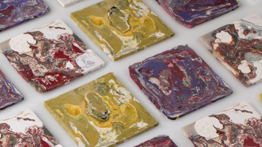 Enis Akiev makes marbled tiles from post-consumer plastic waste