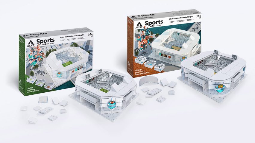 Architectural model-building kit of sports stadiums by Arckit