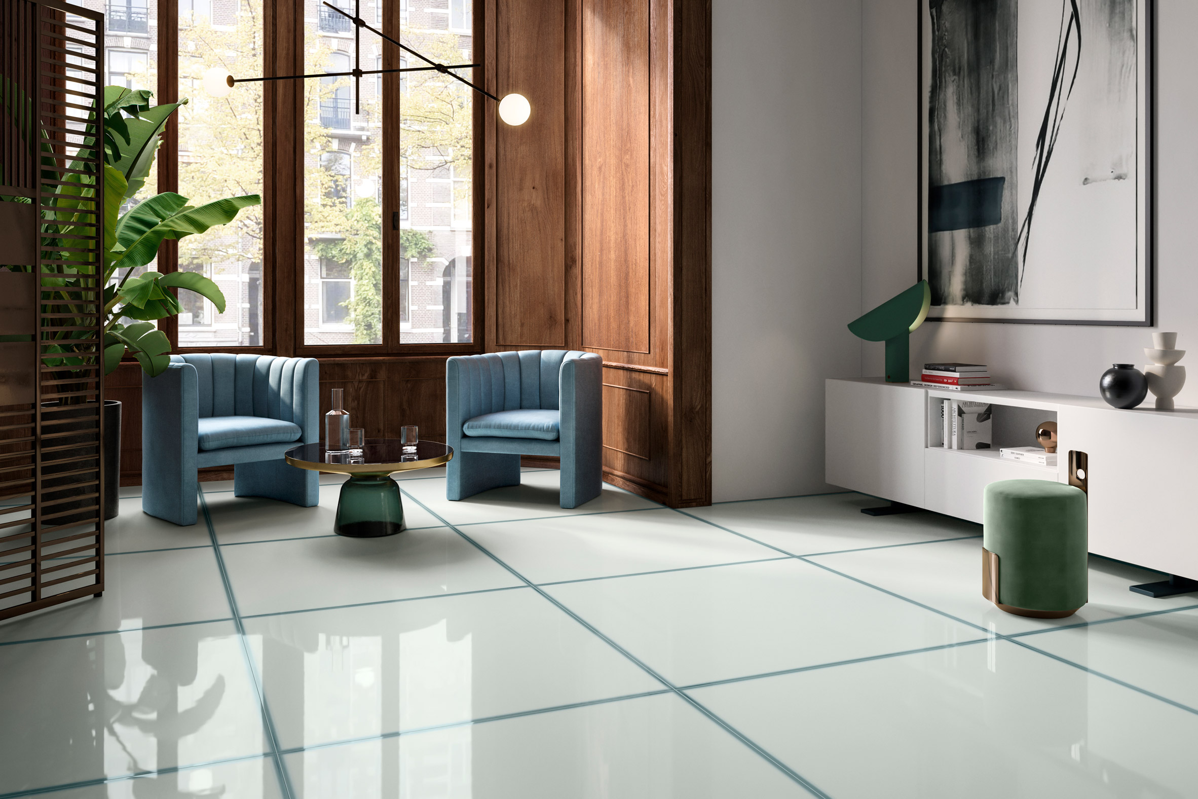Ceramiche Refin's collection of glass-effect tiles