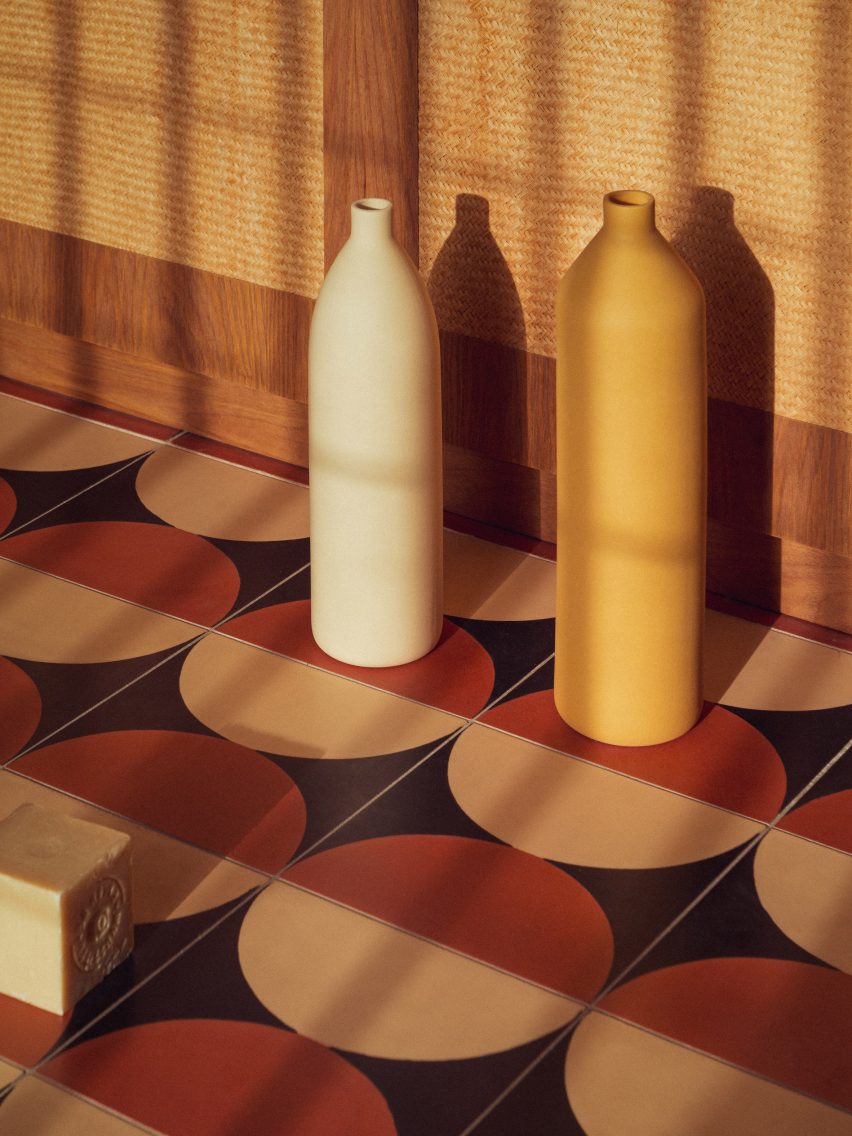 Goodmoods' handmade sandstone bottles are a "satire of our plastic use"