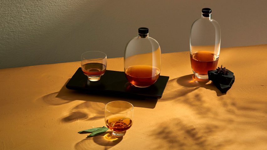 Malt Whisky Tall handmade glass bottle by Mikko Maakkonen for Nude