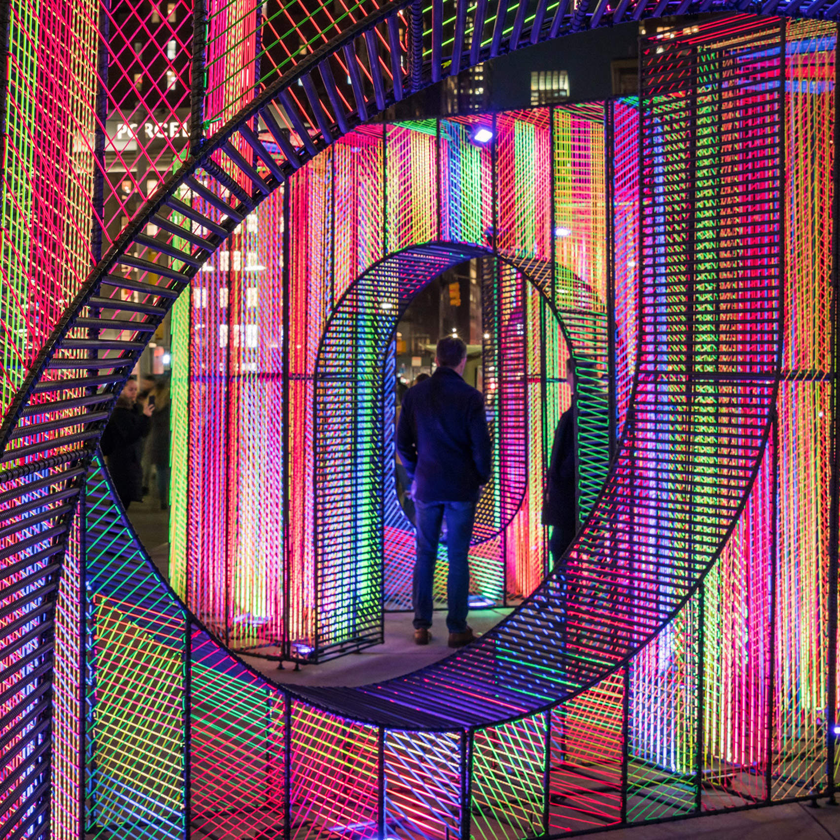 Hou de Sousa wraps rebar in colourful string for New York installation