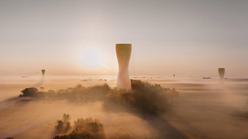 Aũra air purifying towers by Studio Symbiosis