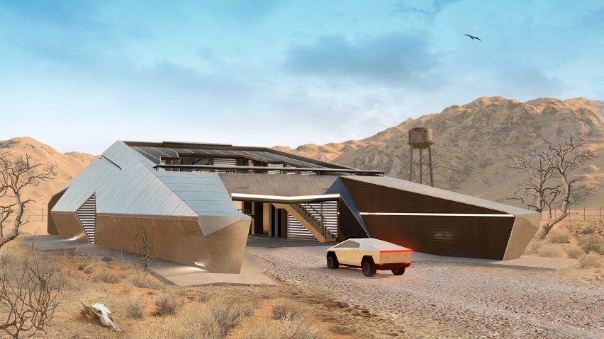 Cyberhouse designed by Modern House Architecture & Design for Cybertruck-driving apocalypse survivors