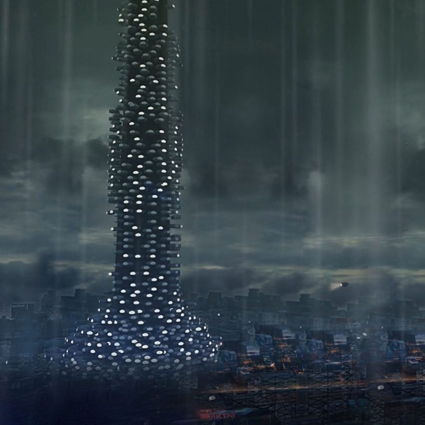 A Metallic Villadrone movie by Studio MK27 depicts metabolist future city