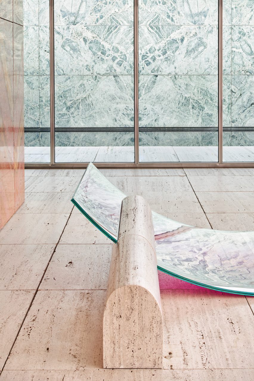 Sabine Marcelis creates installation from Barcelona Pavilion materials
