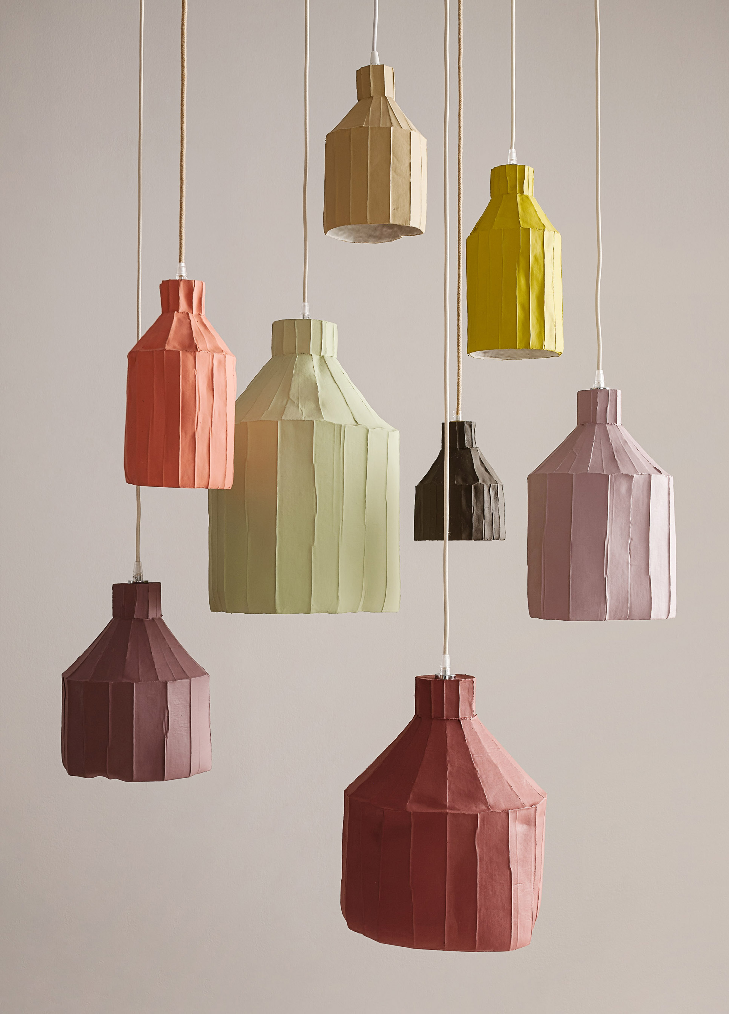 Paper clay lamps by Paola Paronetto