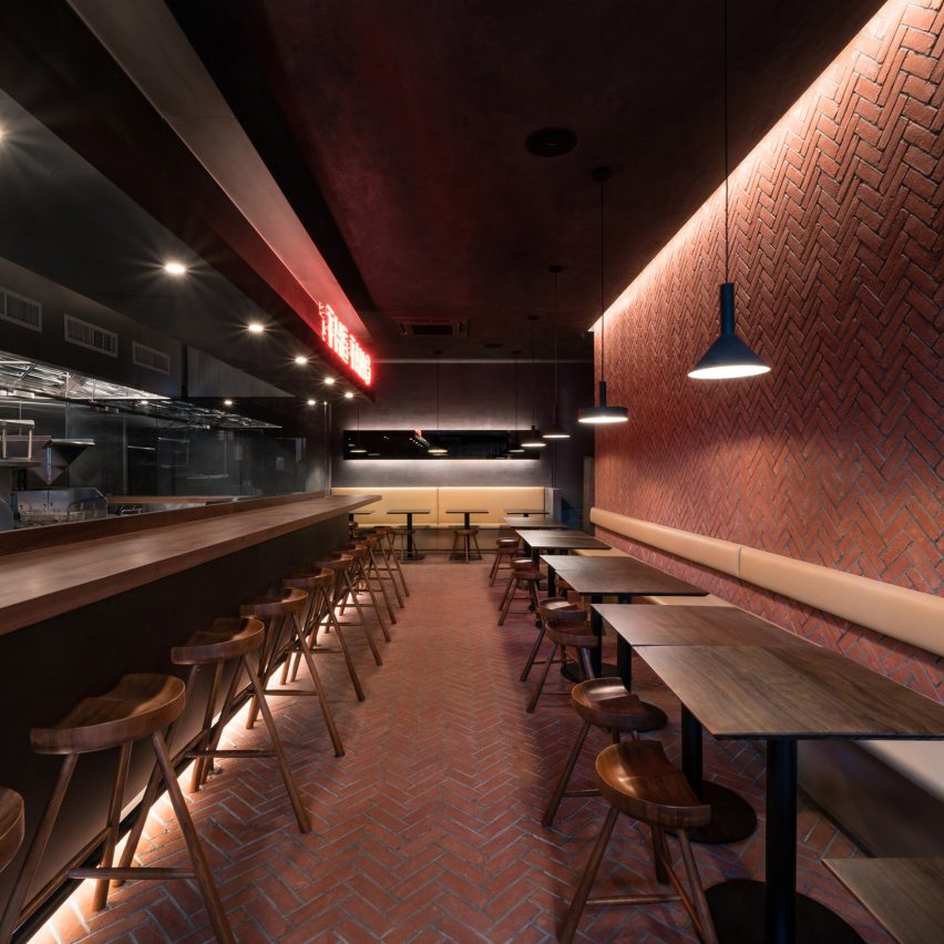 Herringbone brickwork covers Chinese restaurant The Tang in New York by New Practice Studio